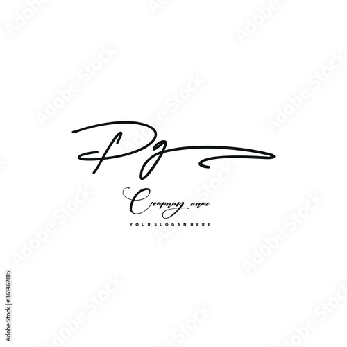 PG initials signature logo. Handwriting logo vector templates. Hand drawn Calligraphy lettering Vector illustration.