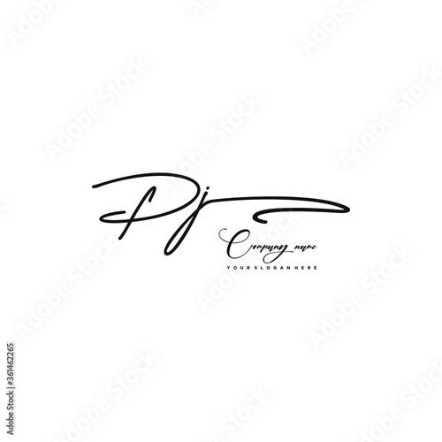 PJ initials signature logo. Handwriting logo vector templates. Hand drawn Calligraphy lettering Vector illustration.