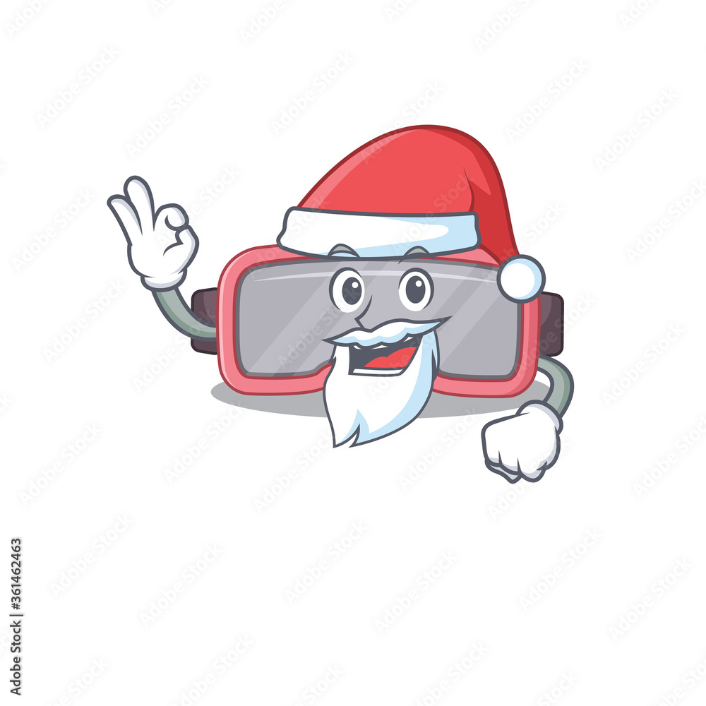 cartoon character of vr glasses Santa with cute ok finger