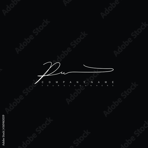 PU initials signature logo. Handwriting logo vector templates. Hand drawn Calligraphy lettering Vector illustration.