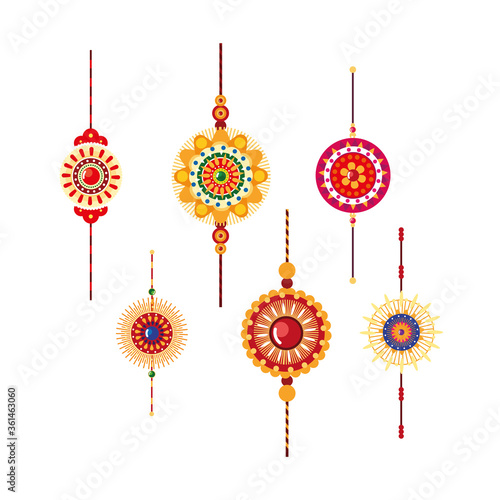 Raksha bandhan multicolored mandala flowers wristbands vector design