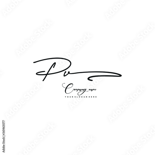PV initials signature logo. Handwriting logo vector templates. Hand drawn Calligraphy lettering Vector illustration.
