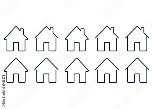 Set home icon. House symbol illustration vector to be used in web applications. House flat pictogram isolated. Stay home. Line icon representing house for web site or digital apps. 