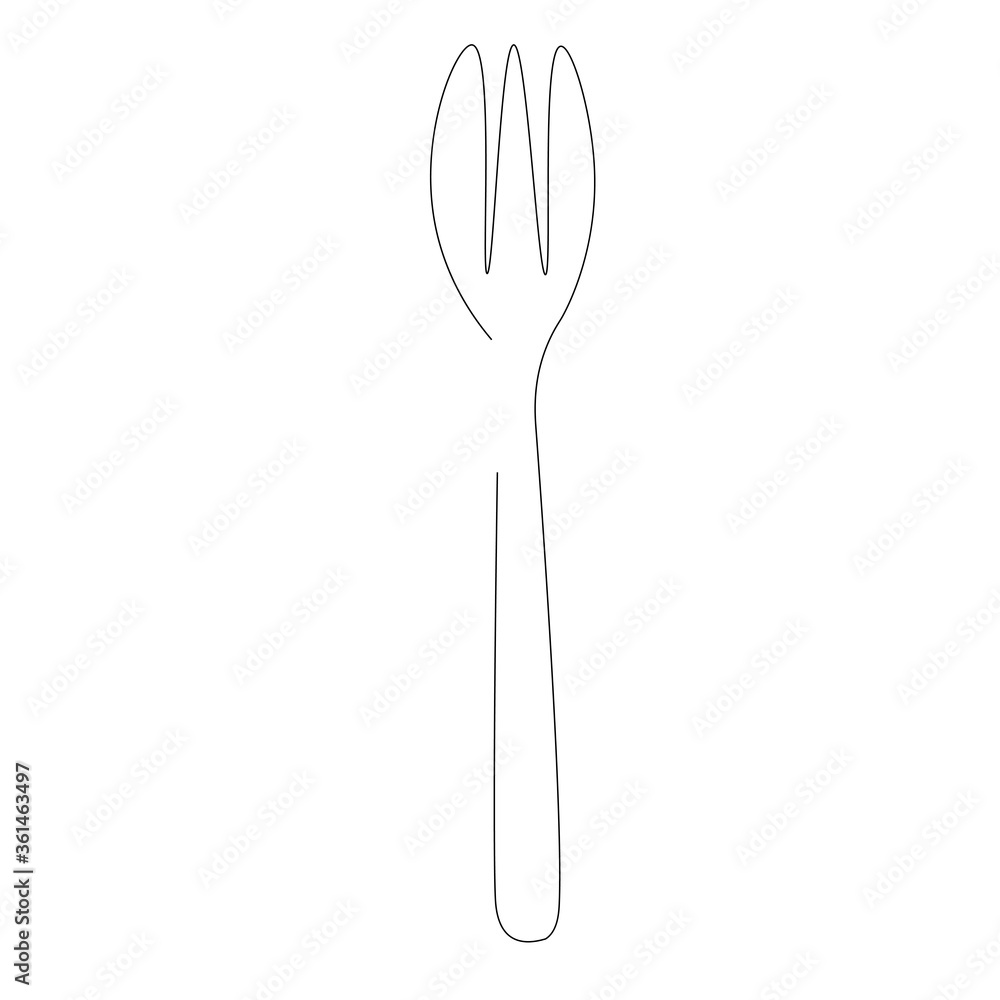 Fork silhouette on white background line drawing vector illustration Fork silhouette on white background line drawing vector illustration