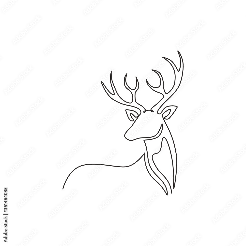 Single continuous line drawing of elegance cute deer for national zoo logo  identity. Luxury buck mascot concept for animal hunting club. Modern one  line graphic vector draw design illustration Stock Vector |