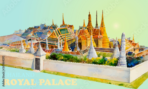Travel landmark popular royal grand palace bangkok Thailand.