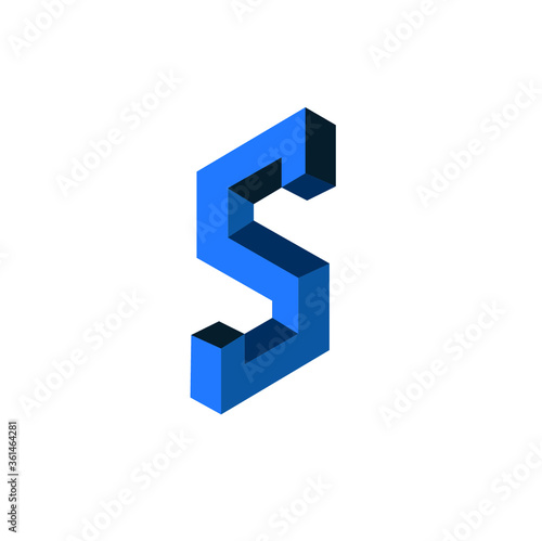 Abstract 3D S logo letter design on white background