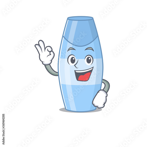 Shampoo cartoon mascot design with Okay finger poses