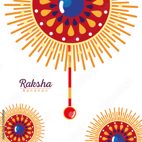 Raksha bandhan red mandala flowers wristbands vector design