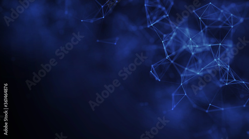 Blue technology particle line background