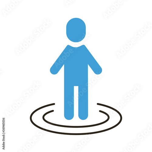 human figure with lines around distance social flat style