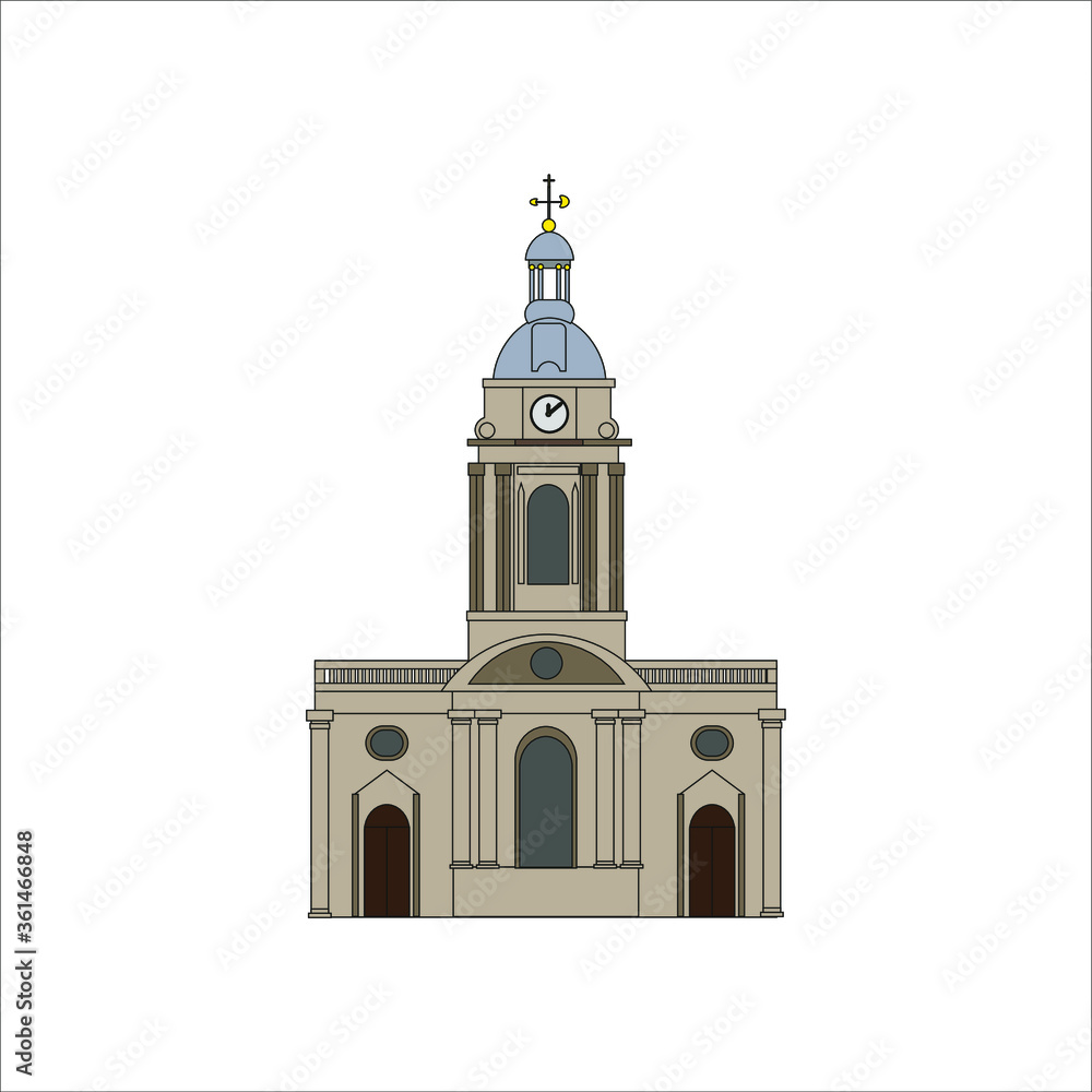 St Philip's Cathedral Birmingham in England. illustration for web and mobile design.