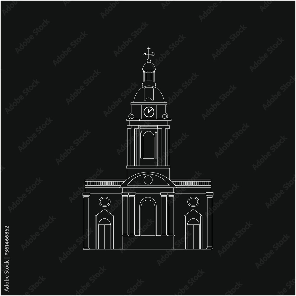 St Philip's Cathedral Birmingham in England. illustration for web and mobile design.