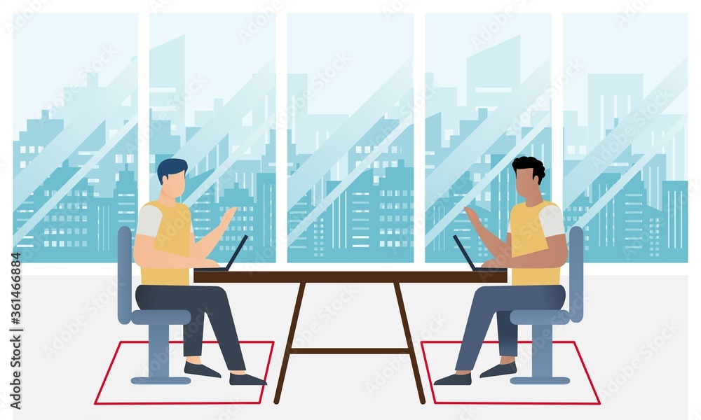 New normal at the offices in the era of social distancing Free Vector
Illustrations New normal at the offices in the era of social distancing Free Vector
Illustrations