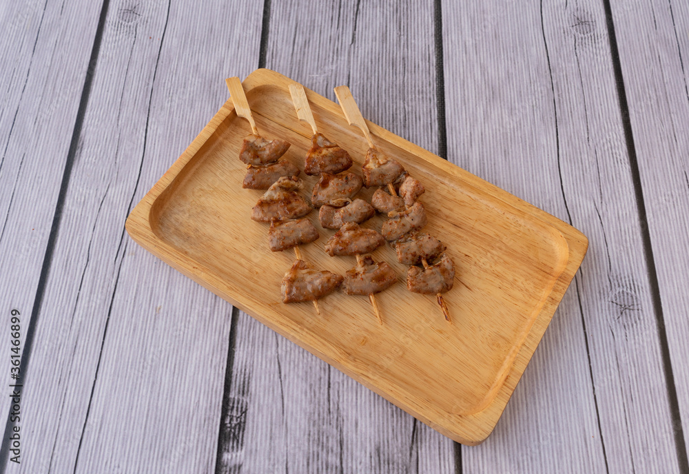 Fototapeta premium Fried Grilled Food with Mala Salsa Sauce 