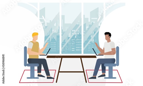 New normal at the offices in the era of social distancing Free Vector
Illustrations 