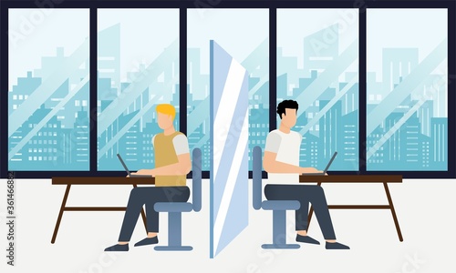 New normal at the offices in the era of social distancing Free Vector
Illustrations 