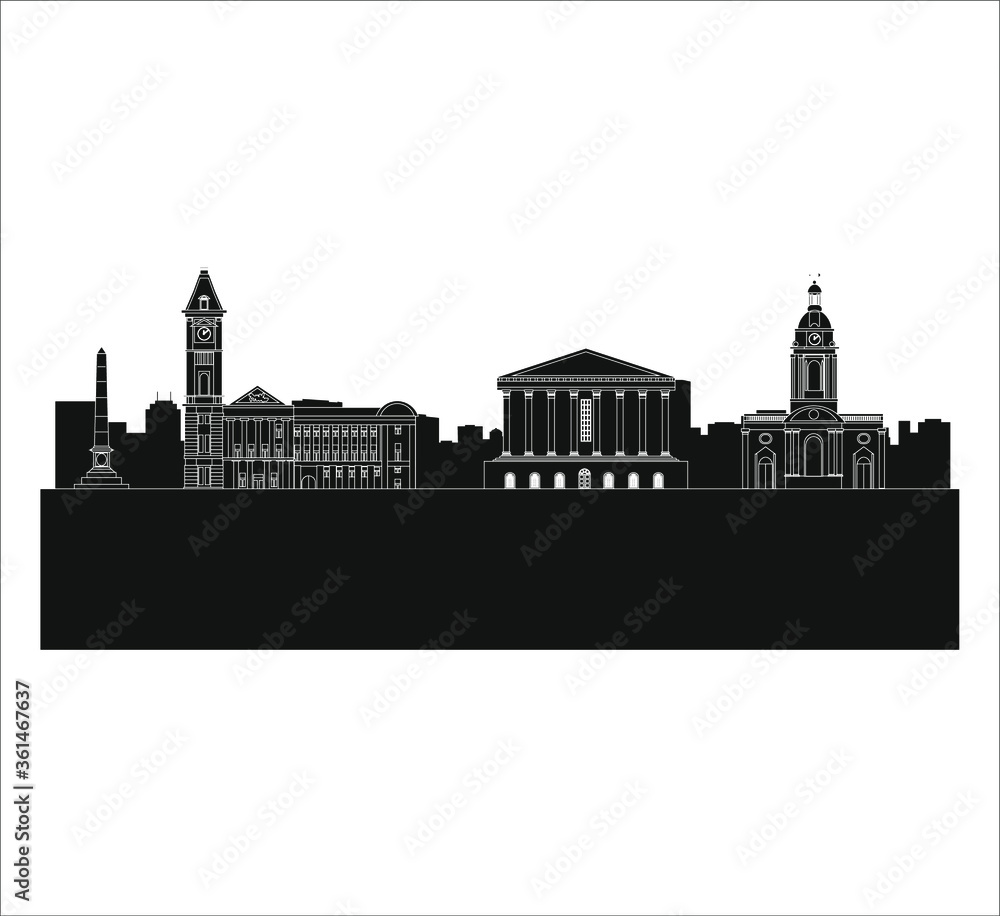 Birmingham city skyline in England. illustration for web and mobile design.