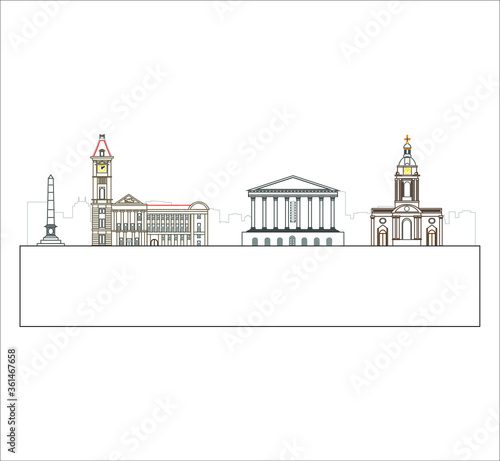 Birmingham city skyline in England. illustration for web and mobile design.