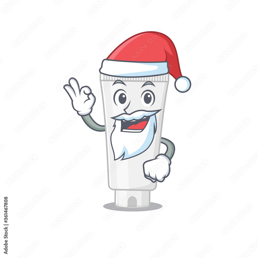 cartoon character of shower gel Santa with cute ok finger cartoon character of shower gel Santa with cute ok finger
