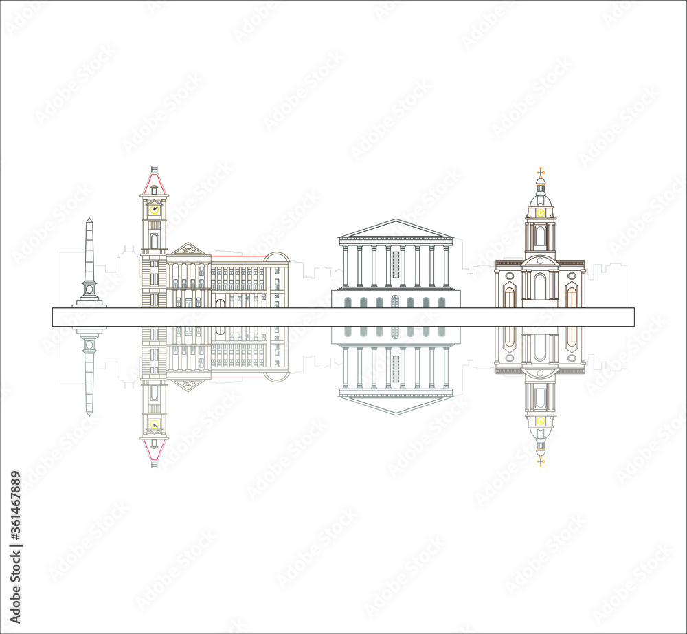 Birmingham city skyline in England. illustration for web and mobile design.