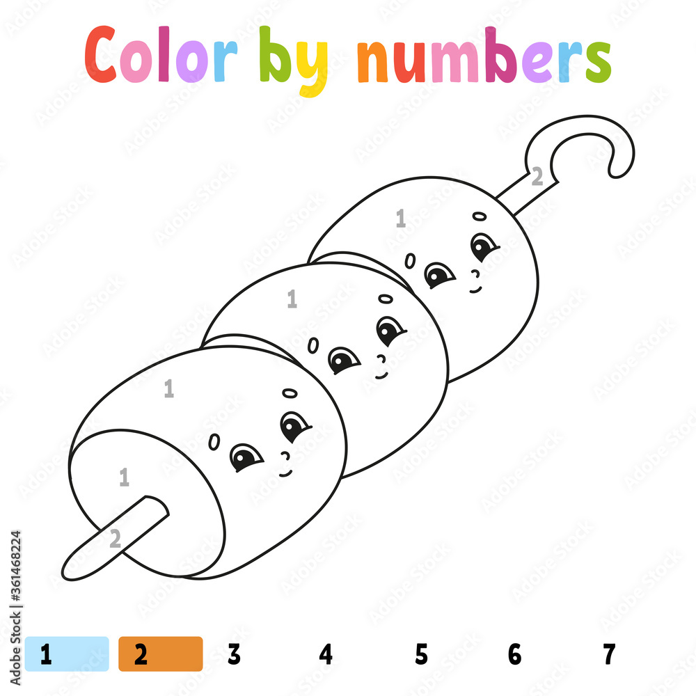 Color by numbers. Coloring book for kids. Vector illustration. Cartoon ...