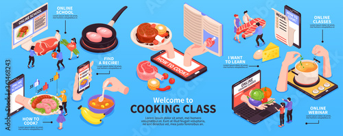 Cooking Class Isometric Infographics
