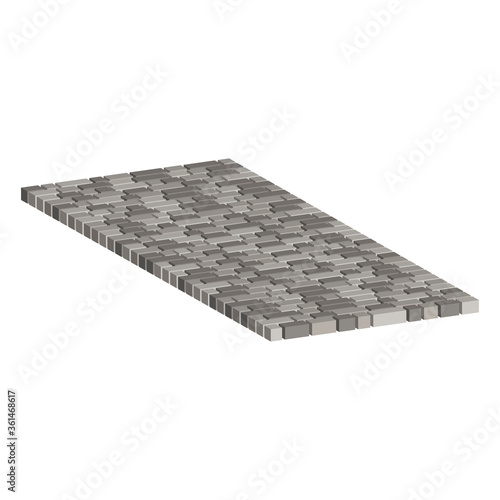 Layout example of paving slabs.Vector isometric and 3D view.