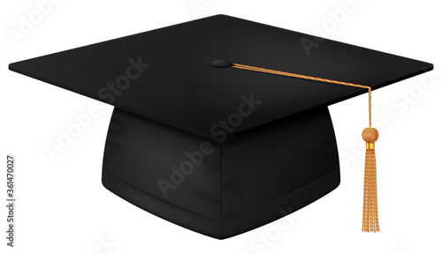 Mortarboard isolated on white. Vector illustration.