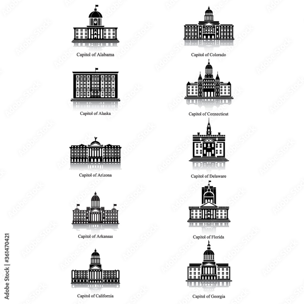 Set of capitol buildings