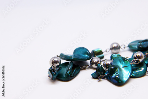 Beautiful Turquoise jewellery stones on plain background