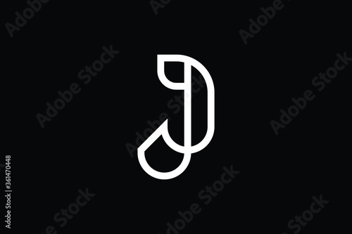Minimal elegant monogram art logo. Outstanding professional trendy awesome artistic J JJ initial based Alphabet icon logo. Premium Business logo White color on black background