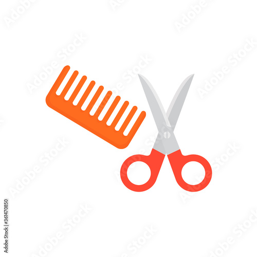 Scissors and comb flat, Barber icon, vector illustration isolated on white background
