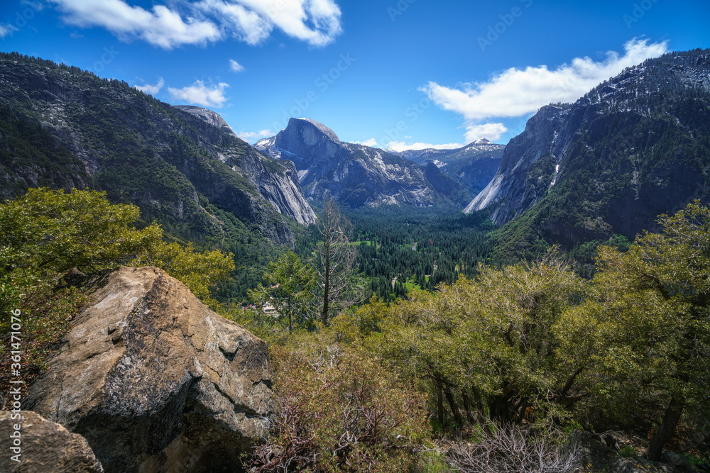 hiking the upper yosemite falls trail in yosemite national park in california, usa