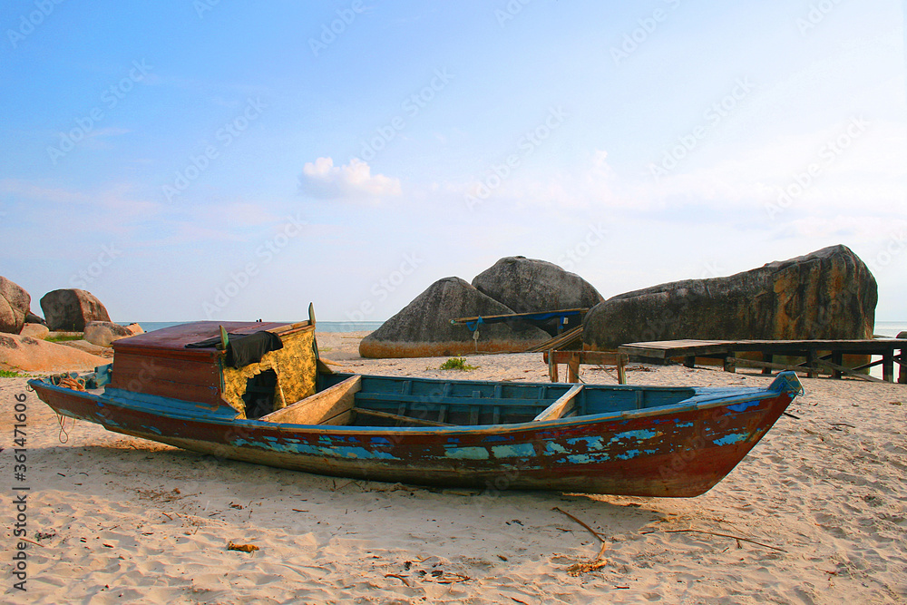 Panoramic beach with a pier on the island of Bangka Belitung Indonesia Panoramic beach with a pier on the island of Bangka Belitung Indonesia