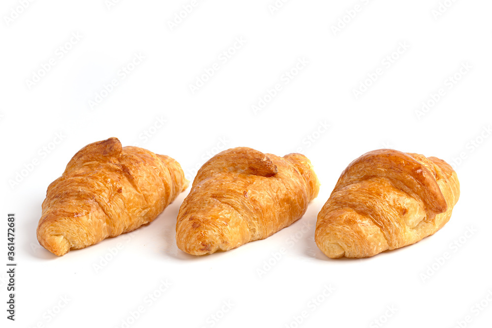 Fresh tasty croissants on white background. French pastry Fresh tasty croissants on white background. French pastry