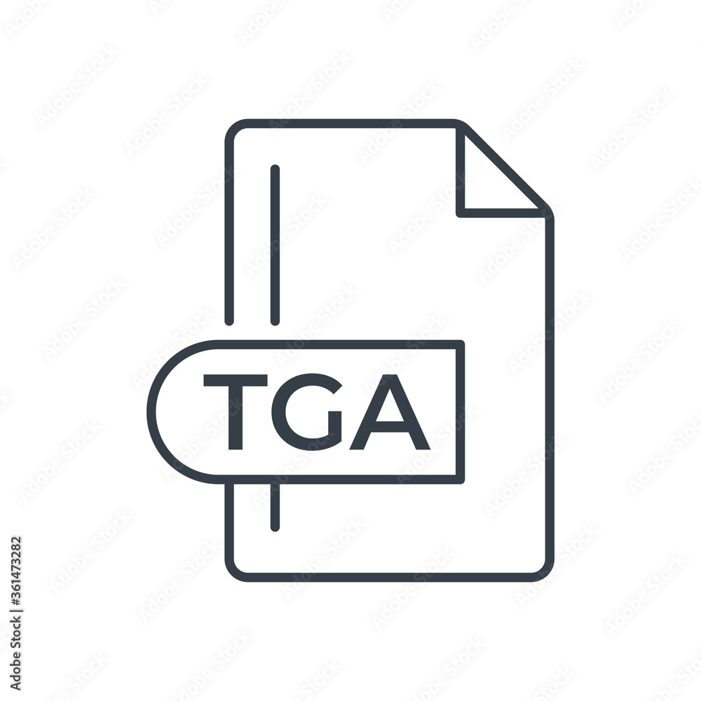 TGA File Format Icon. TGA extension line icon. TGA File Format Icon. TGA extension line icon.