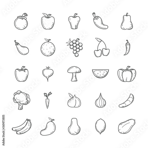 Collection of vegetables and fruits
