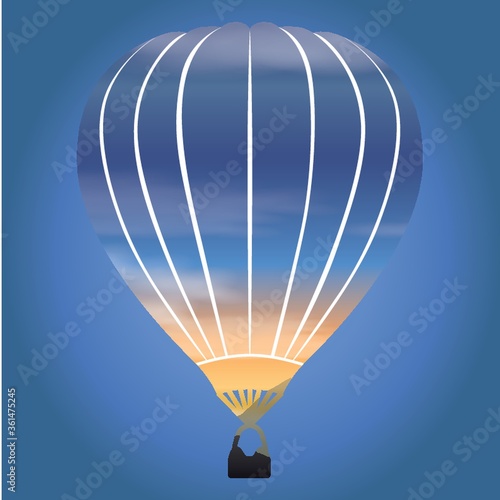 Double exposure of hot air balloon and sunrise