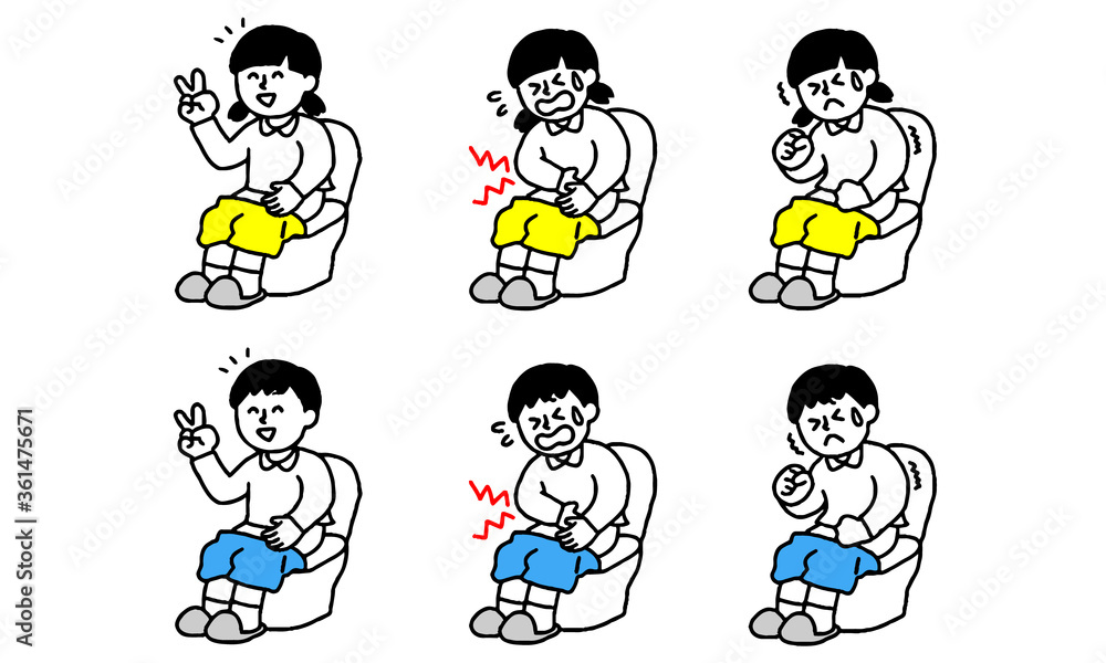 トイレで用を足す男の子女の子セット(シンプル) トイレで用を足す男の子女の子セット(シンプル)