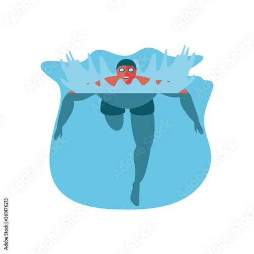 swimming man on white background
