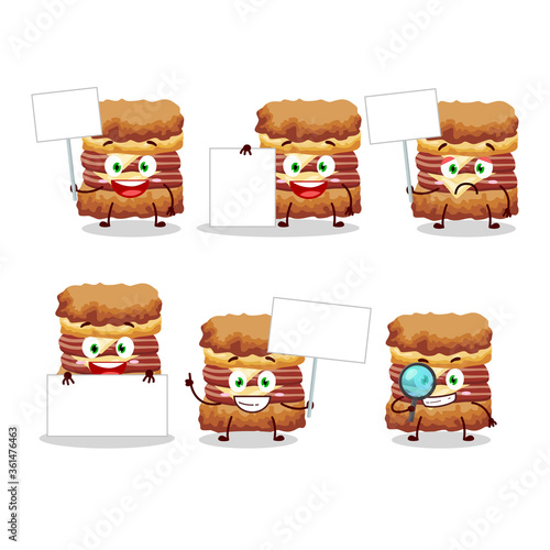 Chicken sandwich cartoon character bring information board