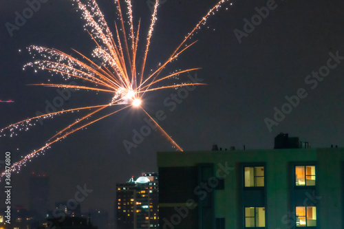 Fireworks going off each night in New York city and other large cities around the United States