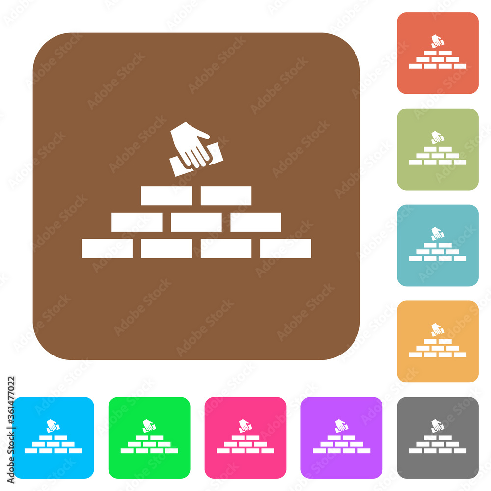 Naklejka premium Building industry rounded square flat icons