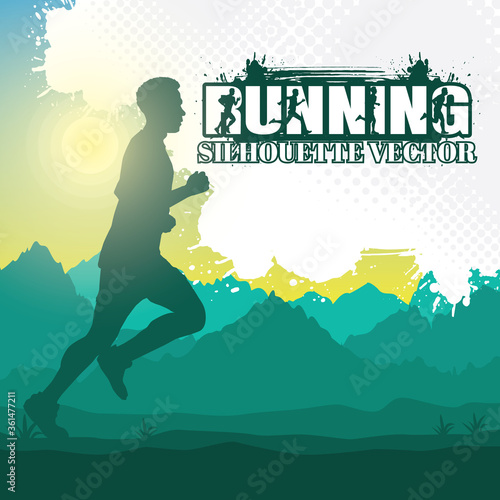 Running silhouettes vector illustration.