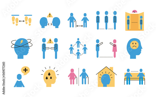 bundle of distance social set icons