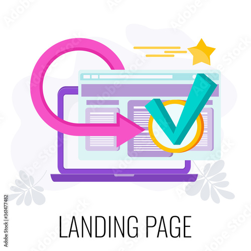 Landing page icon. Marketing flat vector illustration.