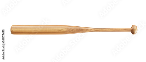 Wooden baseball bat isolated on white background