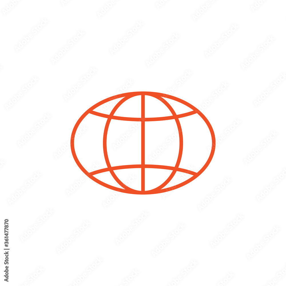 Globe outline icon. Linear World or internet symbol. Stock vector illustration isolated on white background. Globe outline icon. Linear World or internet symbol. Stock vector illustration isolated on white background.