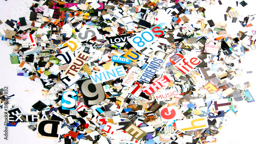 Random magazine letters and words t